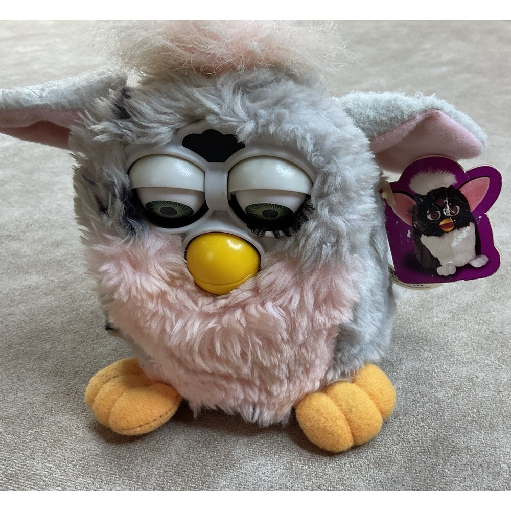 Vintage 1998 Tiger Grey Gray Eyes Spots Pink Furby 70-800 For Parts